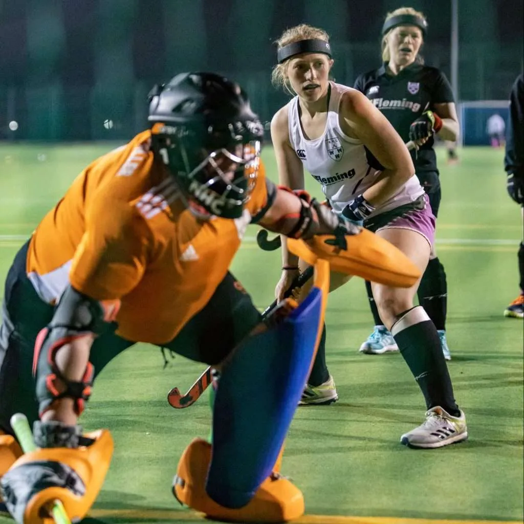 Hockey game goalkeeper
