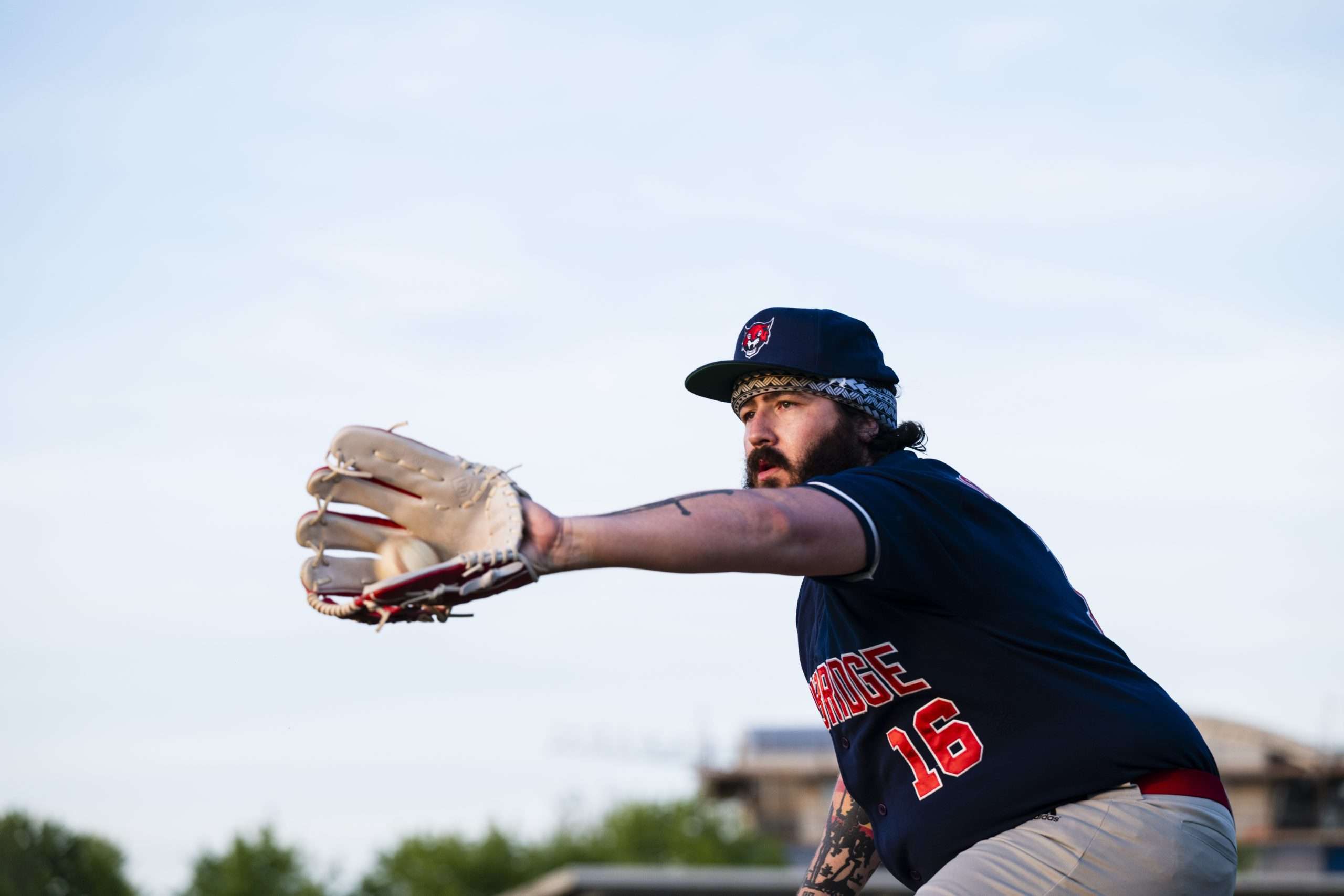 A baseball player wearing Rezon Halos®.