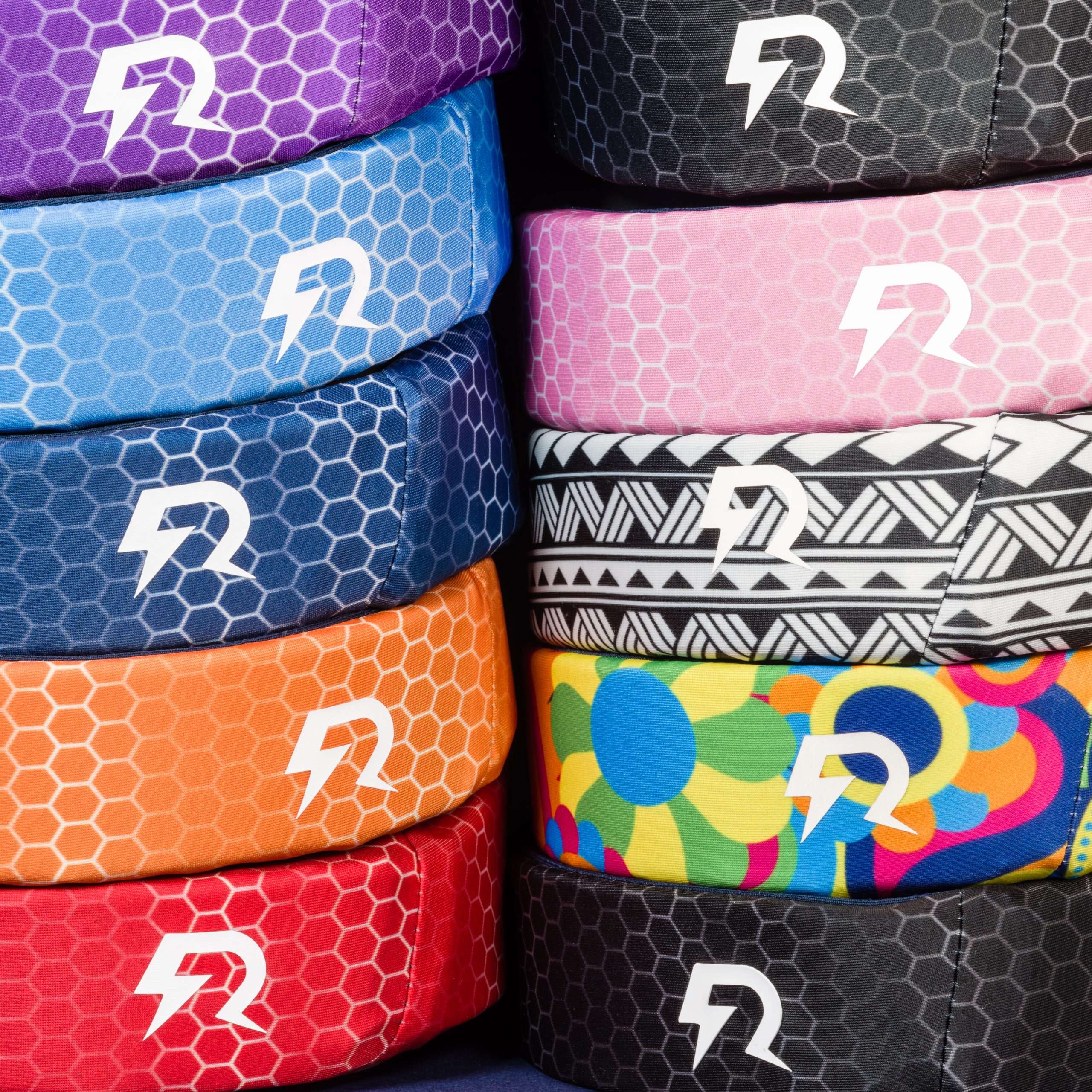 Different styles of Rezon Halos® concussion protection.